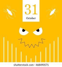 Halloween vector poster, card on yellow background