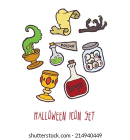 Halloween vector potions icons set