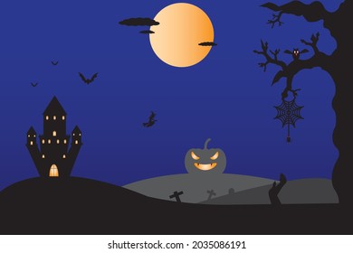 Halloween vector pumpkin background, poster background for celebrations, trick-or-treat parties, halloween costumes, jack-o-lanterns, torch-lighting, haunted houses.