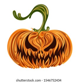 Halloween vector pumpkin with an evil smile