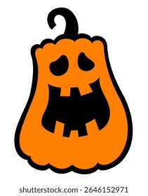 Halloween vector pumpkin face. Jack lantern. Silhouette in cartoon style. The symbol of the autumn holiday. For paper or laser cutting and sublimation. Isolated on a white background.