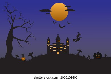 Halloween vector pumpkin festival poster background for celebrations trick-or-treating parties Halloween costumes artificial jack-o-lanterns torching haunted houses.