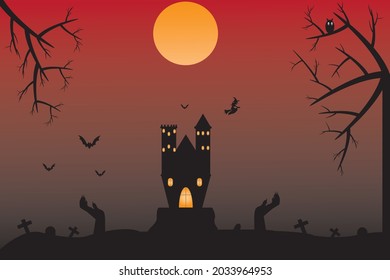 Halloween vector pumpkin festival poster background for celebrations trick-or-treating parties Halloween costumes artificial jack-o-lanterns torching haunted houses.