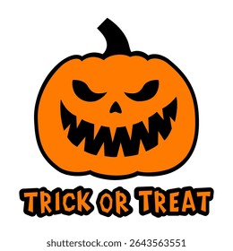 Halloween vector pumpkin. Jack lantern. Funny silhouette in cartoon style. The symbol of the autumn holiday. Trick or treat. For cards, party invitations. Isolated on a white background.