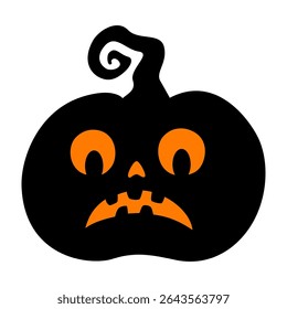 Halloween vector pumpkin. Jack lantern. Black silhouette in cartoon style. The symbol of the autumn holiday. For the design of cards, party invitations. Isolated on a white background.