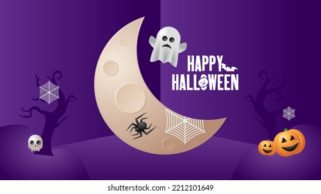 halloween vector scary podium background with scary ornament
