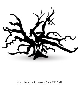 Halloween vector scary tree. Black illustration