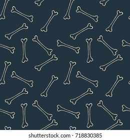 Halloween vector seamless background with bones.Holiday october print or good background for  seamless pattern for zoo shop, Veterinary print. Good for paper, wrapping, banners, covers, posters, web.