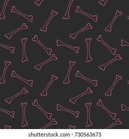 Halloween vector seamless background with bones.Holiday october print or good background for  seamless pattern for zoo shop, Veterinary print. Good for paper, wrapping, banners, covers, posters, web.