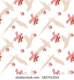Halloween vector seamless background. Colorful funny pattern with brush ctrokes and cheesy crosses.