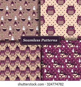 Halloween Vector seamless pattern. Endless pattern. 
