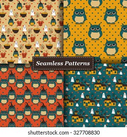 Halloween Vector seamless pattern. Endless pattern. 