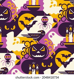 Halloween vector seamless pattern geometric style