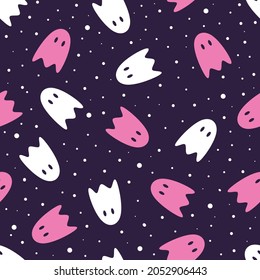 Halloween vector seamless pattern with ghost