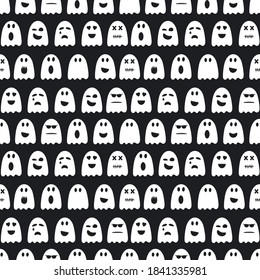Halloween vector seamless pattern with ghosts
