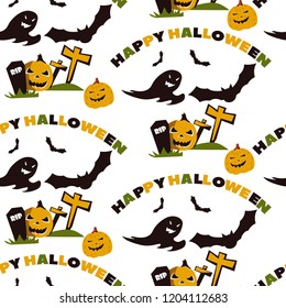 Halloween Vector seamless pattern. Holiday Design elements