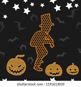 Halloween vector seamless pattern on vintage background.pattern silhouette by hand drawing.Trick or treat lace art highly detailed in line art style.
