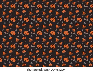 Halloween vector seamless pattern on dark background ep23