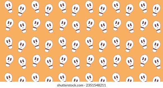 Halloween vector seamless pattern. Skull pattern in retro style.