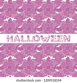 Halloween vector seamless pattern with web and bat. Design for party card, wrapping, fabric, print.
