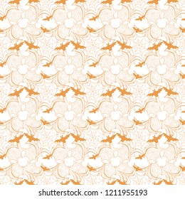 Halloween vector seamless pattern with web and bat. Design for party card, wrapping, fabric, print.