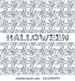 Halloween vector seamless pattern with web and bat. Design for party card, wrapping, fabric, print.