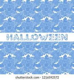 Halloween vector seamless pattern with web and bat. Design for party card, wrapping, fabric, print.