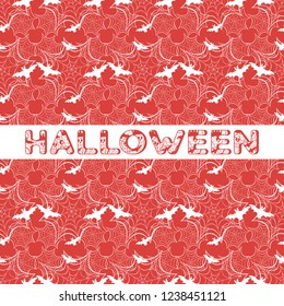 Halloween vector seamless pattern with web and bat. Design for party card, wrapping, fabric, print.