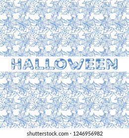 Halloween vector seamless pattern with web and bat. Design for party card, wrapping, fabric, print.