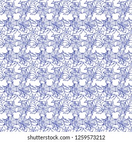 Halloween vector seamless pattern with web and bat. Design for party card, wrapping, fabric, print.