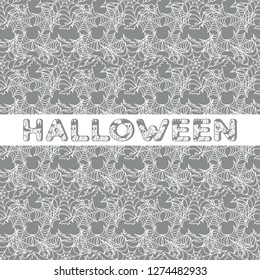 Halloween vector seamless pattern with web and bat. Design for party card, wrapping, fabric, print.