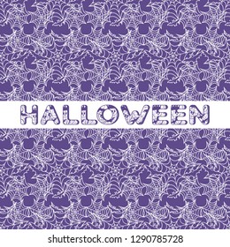 Halloween vector seamless pattern with web and bat. Design for party card, wrapping, fabric, print.