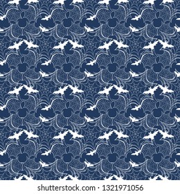 Halloween vector seamless pattern with web and bat. Design for party card, wrapping, fabric, print.