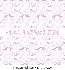 Halloween vector seamless pattern with web and bat. Design for party card, wrapping, fabric, print.