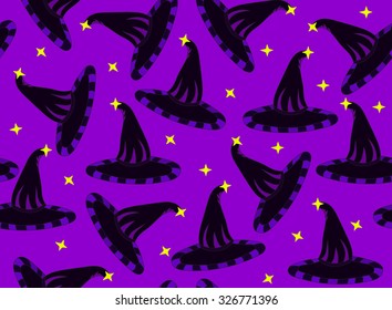 Halloween vector seamless pattern with witch hats. Endless decorative texture