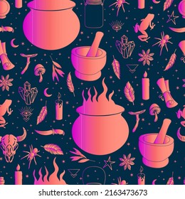 halloween vector seamless pattern witchcraft drawing