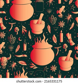 dibujo de brujería sin fisuras del vector de halloween