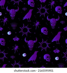 halloween vector seamless pattern witchcraft drawing