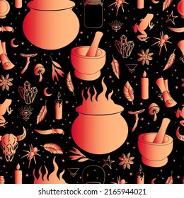 halloween vector seamless pattern witchcraft drawing