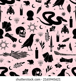 halloween vector seamless pattern witchcraft drawing