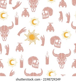 halloween vector seamless pattern witchcraft drawing