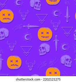 dibujo de brujería sin fisuras del vector de halloween