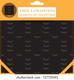 Halloween vector seamless patterns with bat dark gray silhouettes on the dark background in the package with pattern unit.