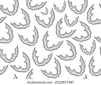 Vector de Halloween textura sin fisuras con figuras voladoras escritas a mano murciélagos