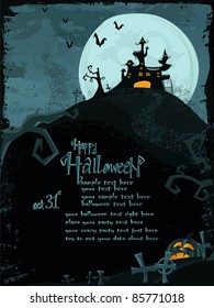 Halloween vector series. Halloween vector template with haunted castle