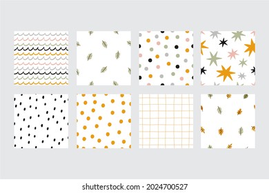 Halloween vector set. Abstract autumn seamless pattern