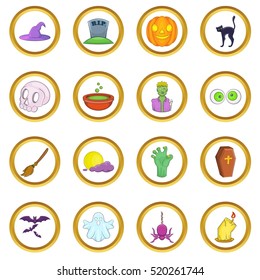 Halloween vector set in cartoon style isolated on white background