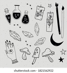 Halloween vector set of occult elements