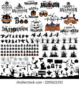 Halloween vector set. Pumpkin icon set. Ghost, spooky vector set.