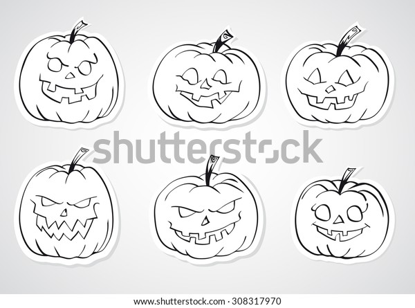 Halloween Vector Set Pumpkins Stickers Black Stock Vector (Royalty Free ...